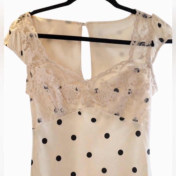 Marshalls Viral Polka Dot White Black Lace Dress Size Medium - Picture 4 of 4